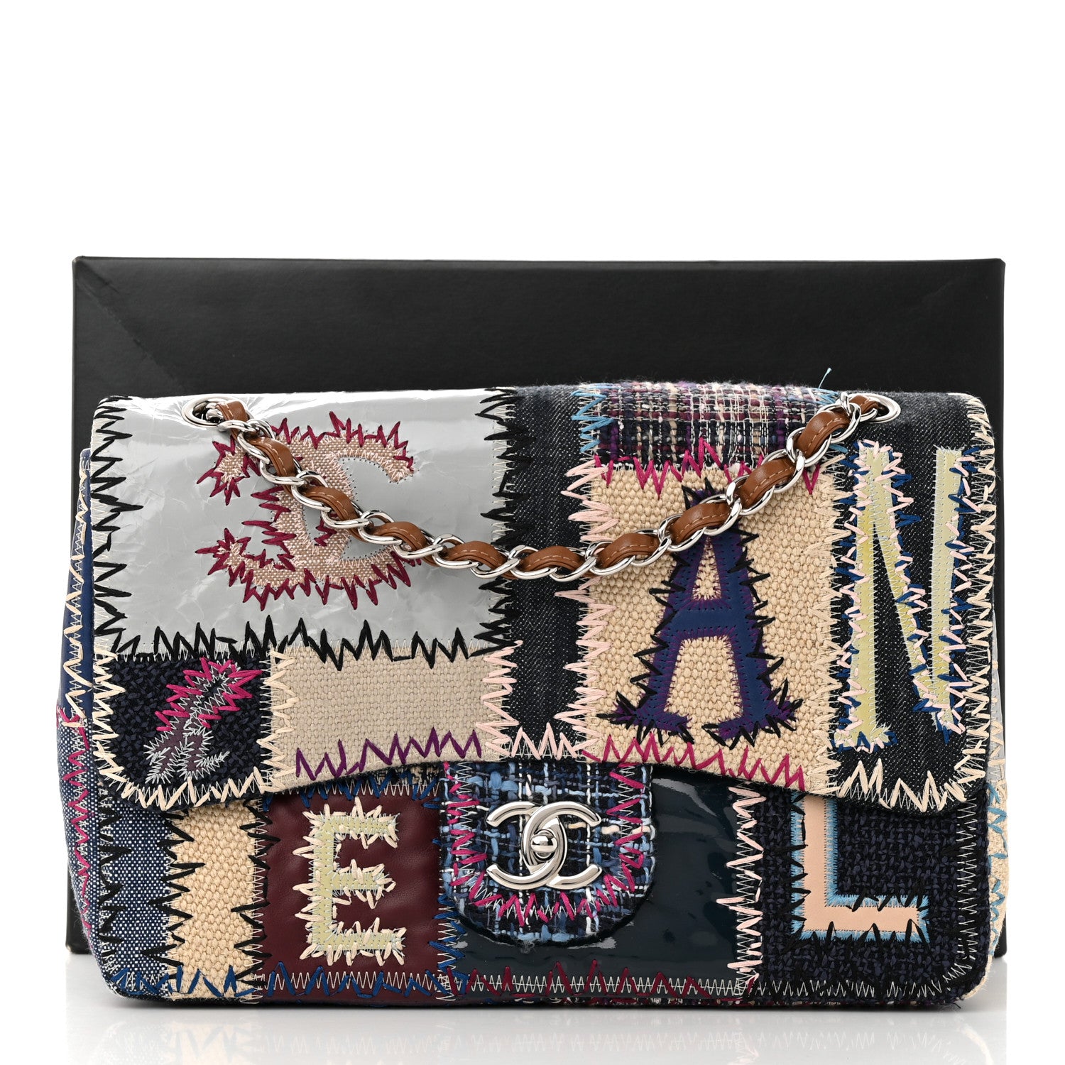 Chanel Denim Tweed Patchwork Jumbo Single Flap Multicolor 11 of 11