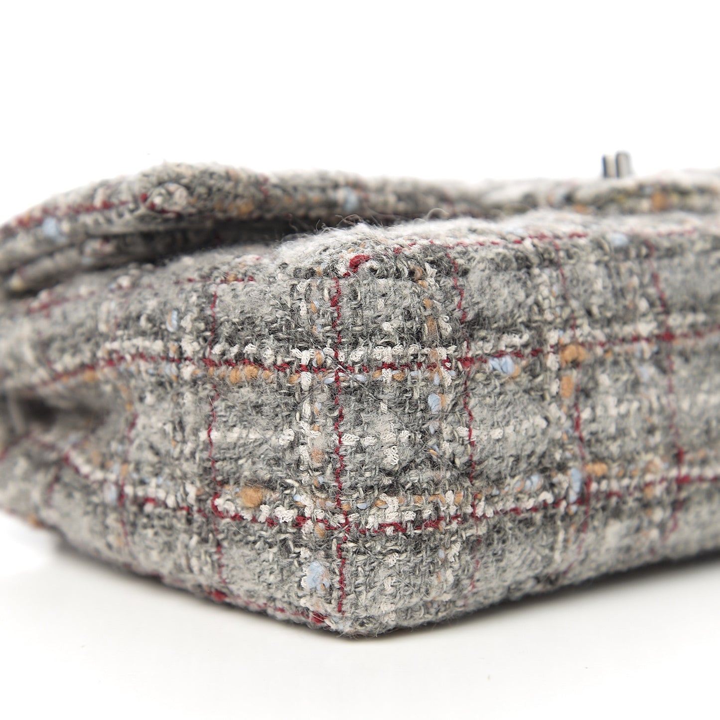 Tweed Quilted Medium Double Flap Grey Multicolor