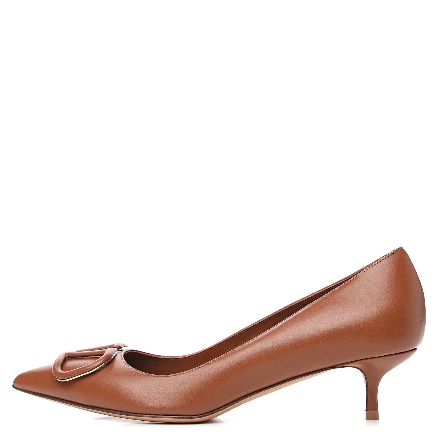 Valentino Garavani Calfskin Tonal Vlogo 45mm Pumps 37.5 Saddle Brown 1 of 9