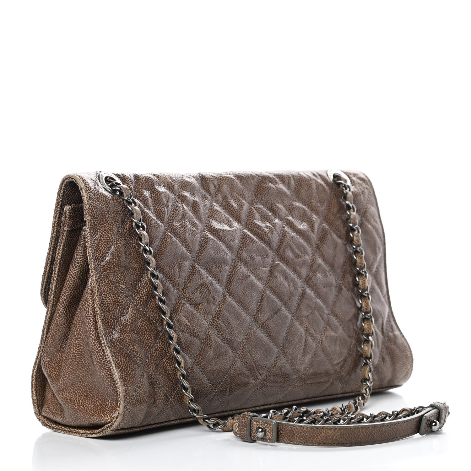 Chanel Crumpled Grained Calfskin Jumbo CC Crave Flap Beige 3 of 18