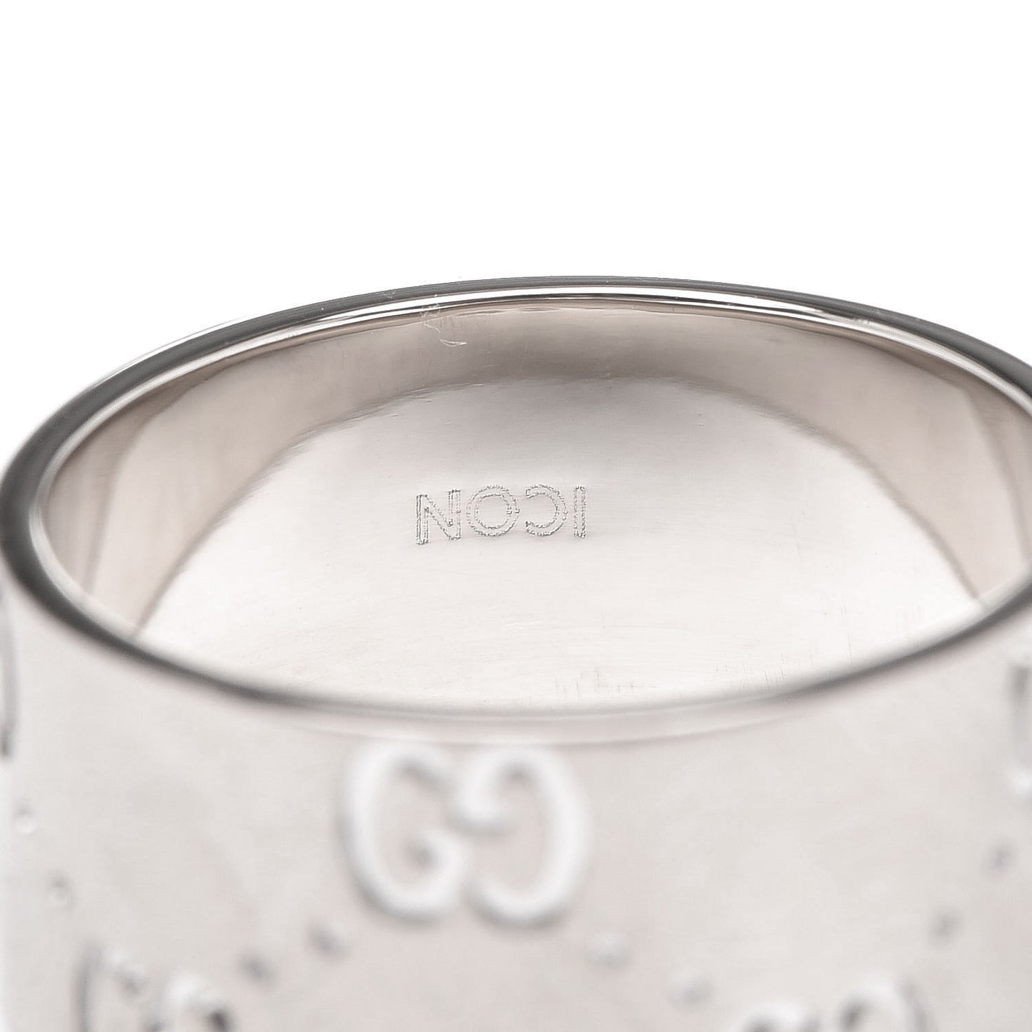 18K White Gold 9mm Icon Band Ring 53 6.5