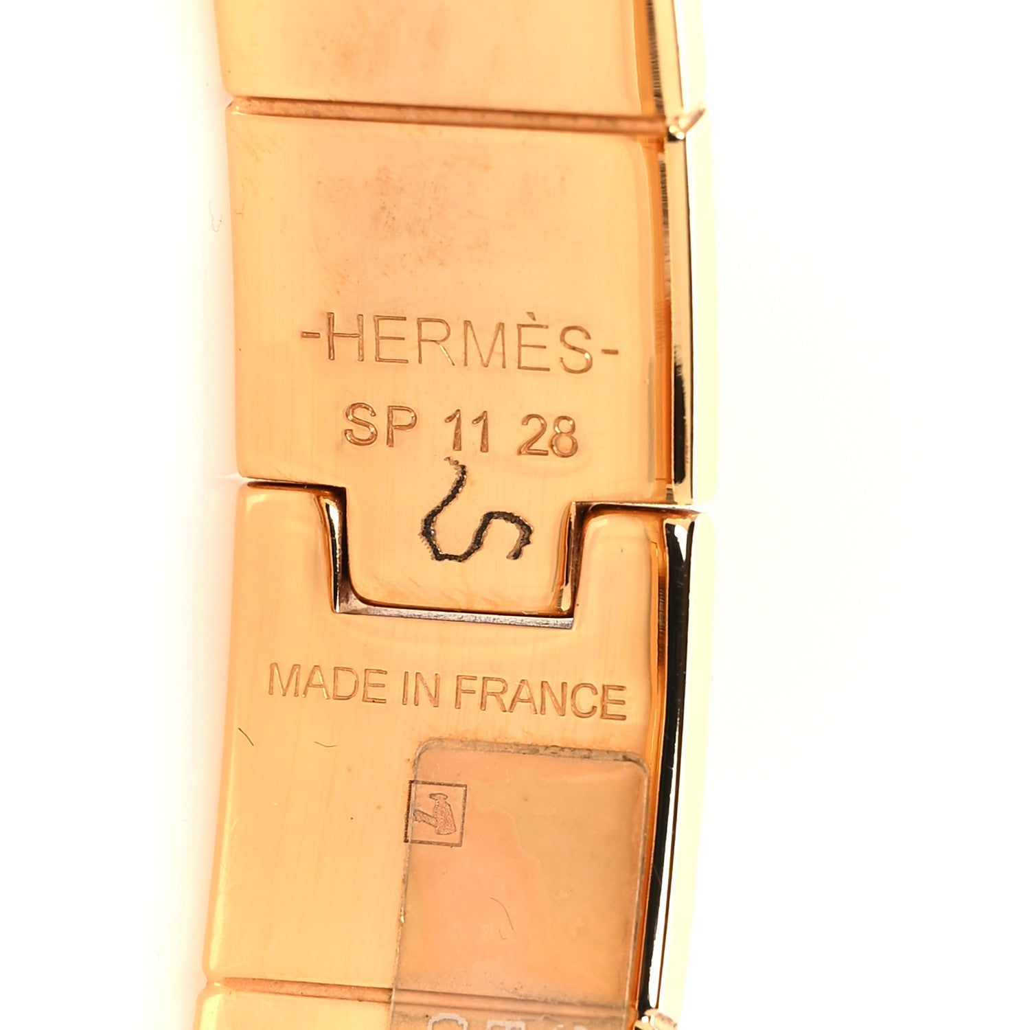 Hermes Enamel Printed Narrow Bolduc Au Carre Hinged Bracelet S Cassatta 4 of 4