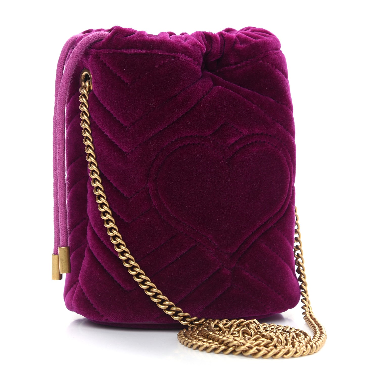 Gucci Velvet Matelasse Mini GG Marmont 2.0 Bucket Bag Fuchsia Violet Cyclamen 3 of 8