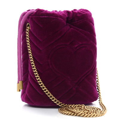 Gucci Velvet Matelasse Mini GG Marmont 2.0 Bucket Bag Fuchsia Violet Cyclamen 3 of 8