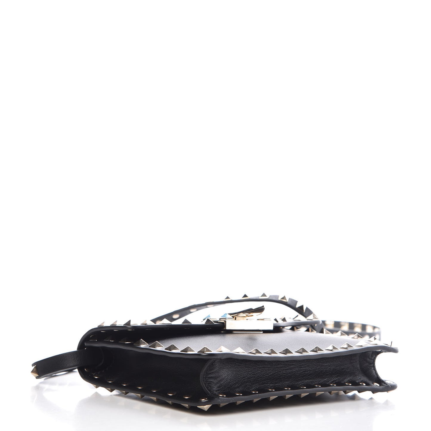 Vitello Rockstud Shoulder Flap Bag Black