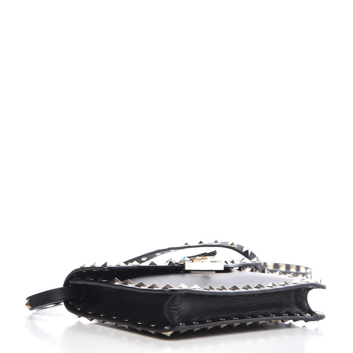Valentino Garavani Vitello Rockstud Shoulder Flap Bag Black 4 of 8