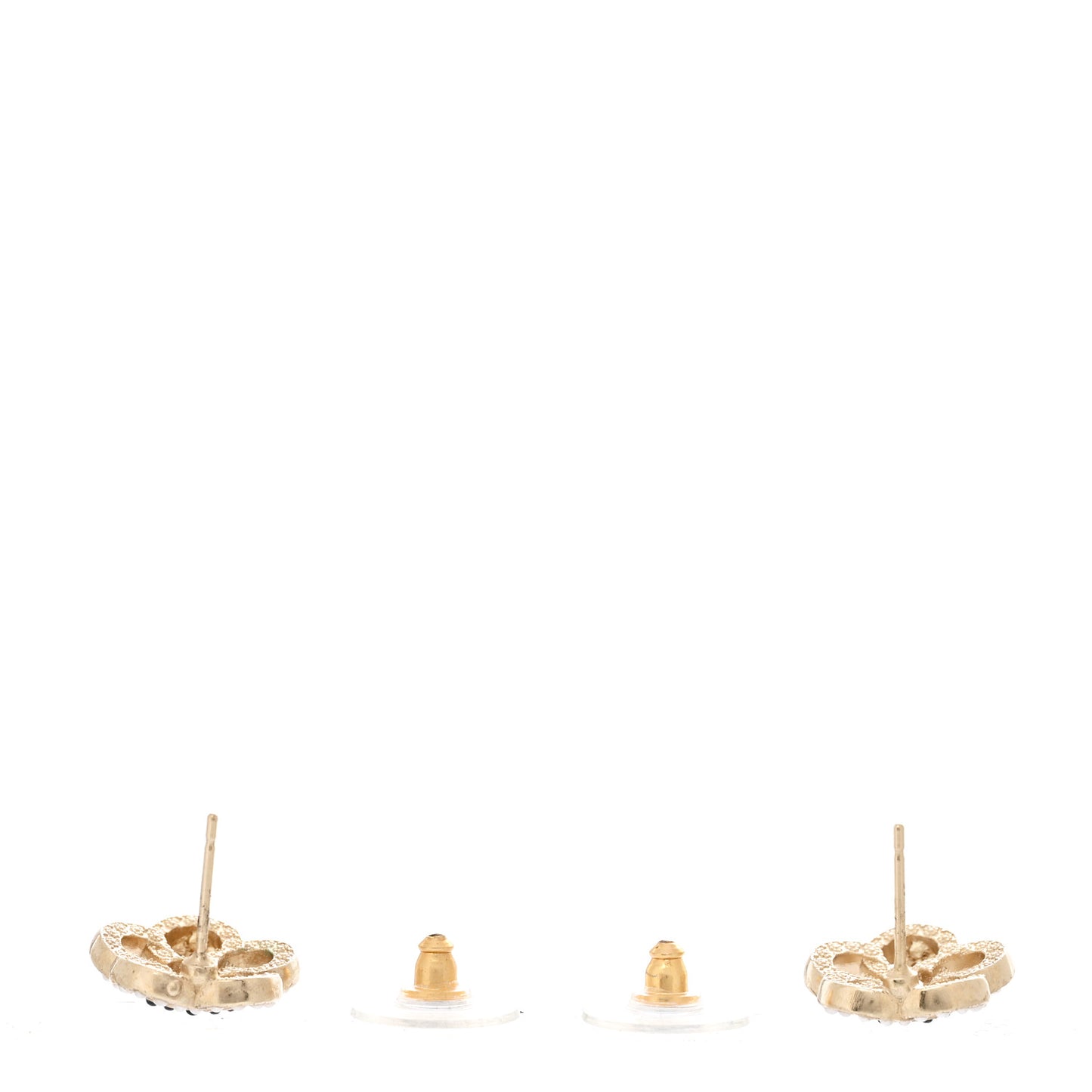 Pearl Camelia CC Earrings Gold Black White