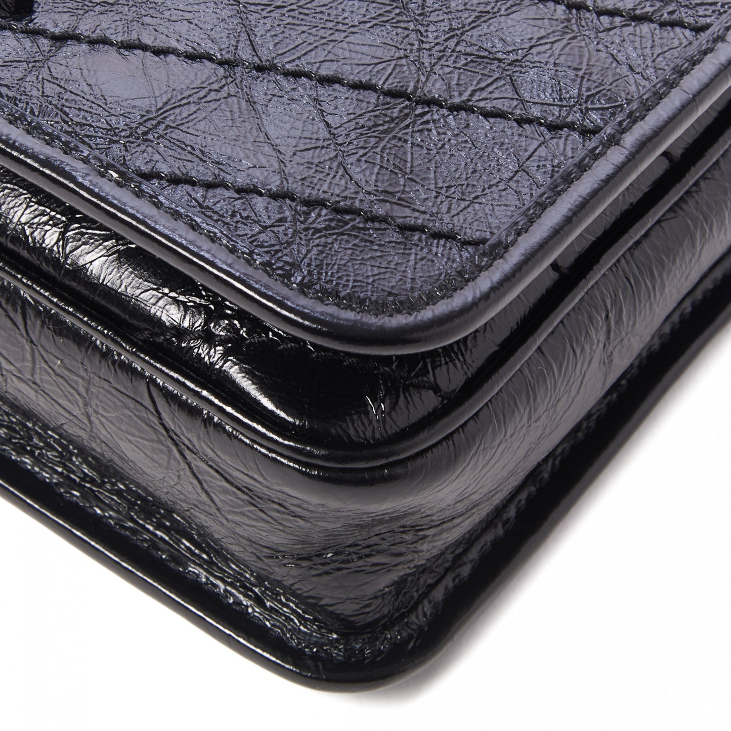 Crinkled Calfskin Matelasse Monogram Niki Chain Wallet Black