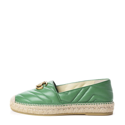 Gucci Nappa Matelasse GG Marmont Espadrilles 37 New Shamarock 1 of 9