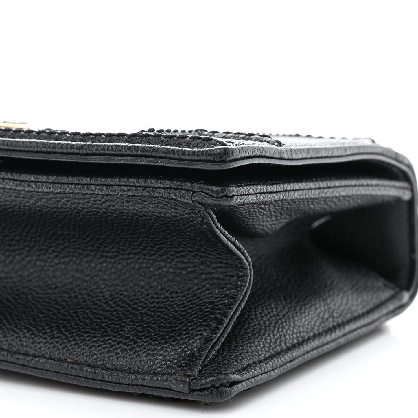 Grained Calfskin Perforated Diorama Flap Bag Black