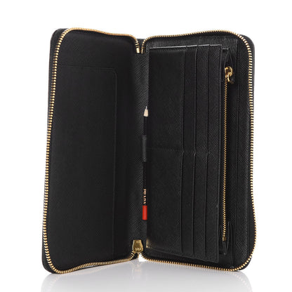 Prada Saffiano Metal Large Zip Around Travel Wallet Nero Black 5 of 8