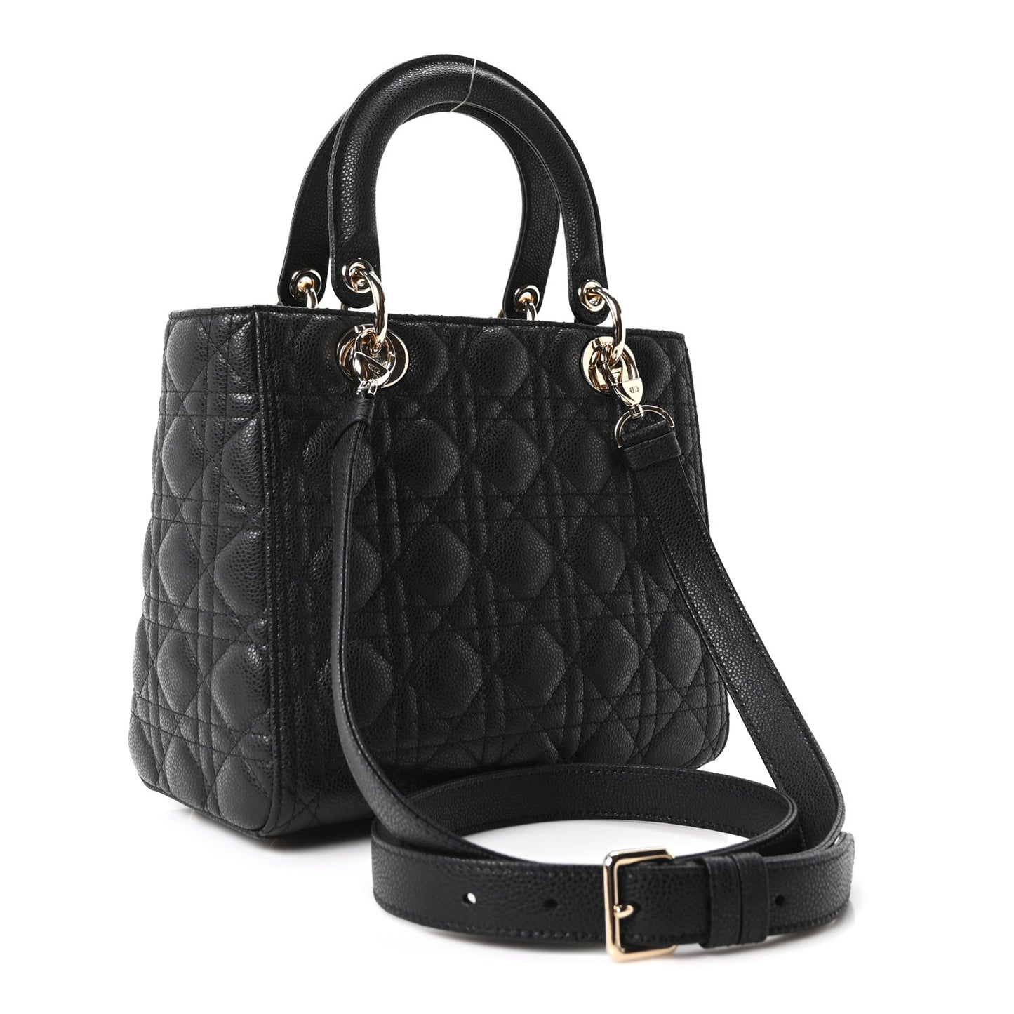 Grained Calfskin Cannage Medium Lady Dior Black