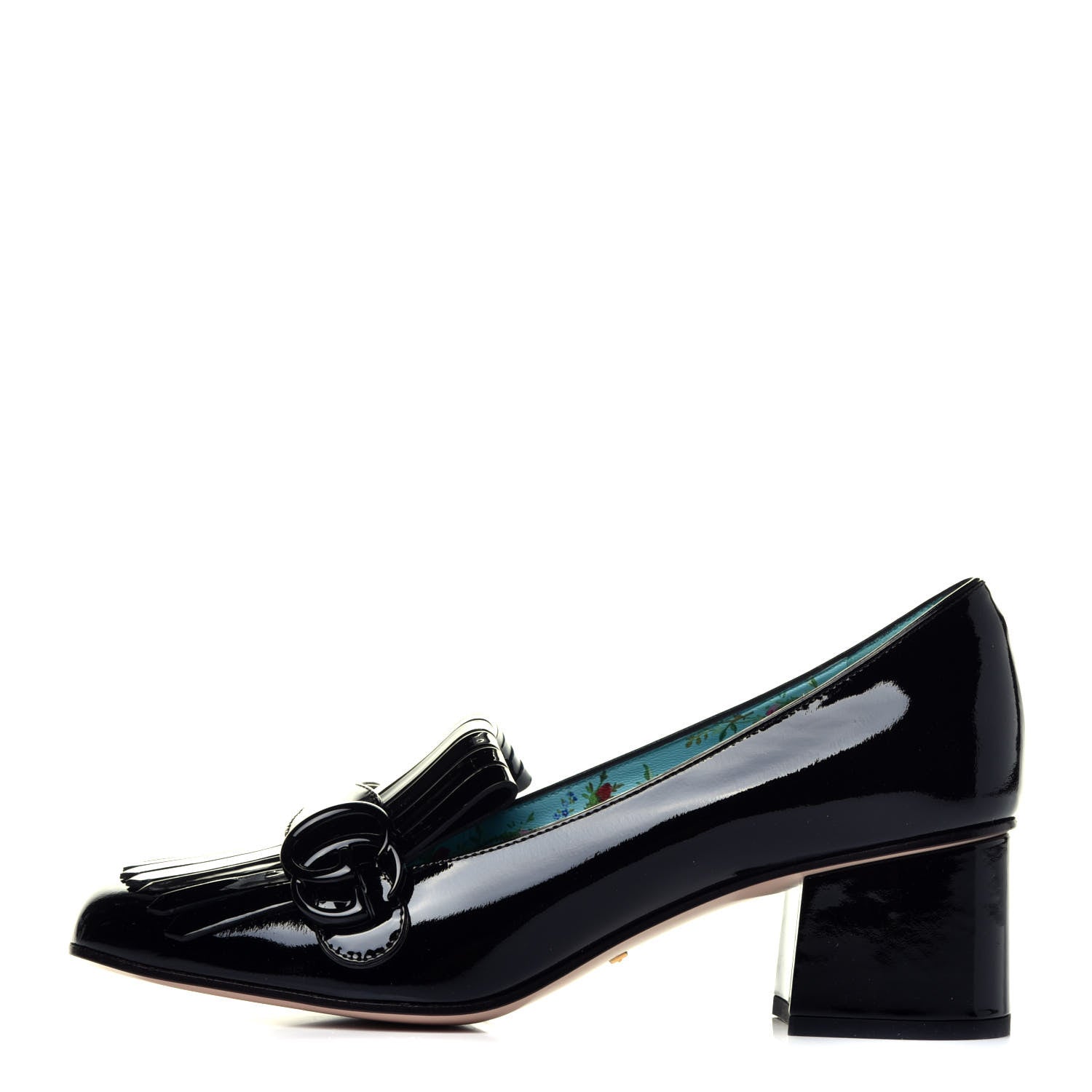 Gucci Vernice GG Marmont Fringe 50mm Loafer Pumps 39 Black 1 of 9