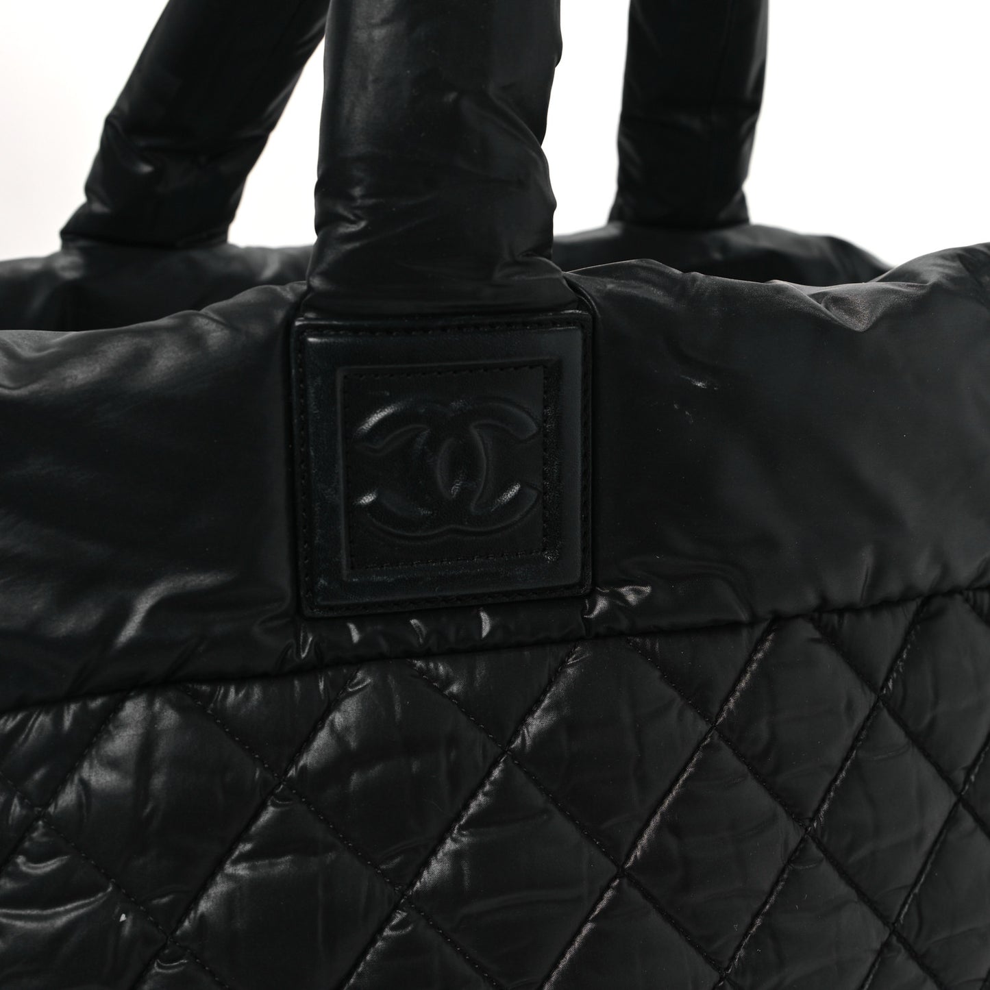 Nylon Quilted Large Coco Cocoon Tote Black