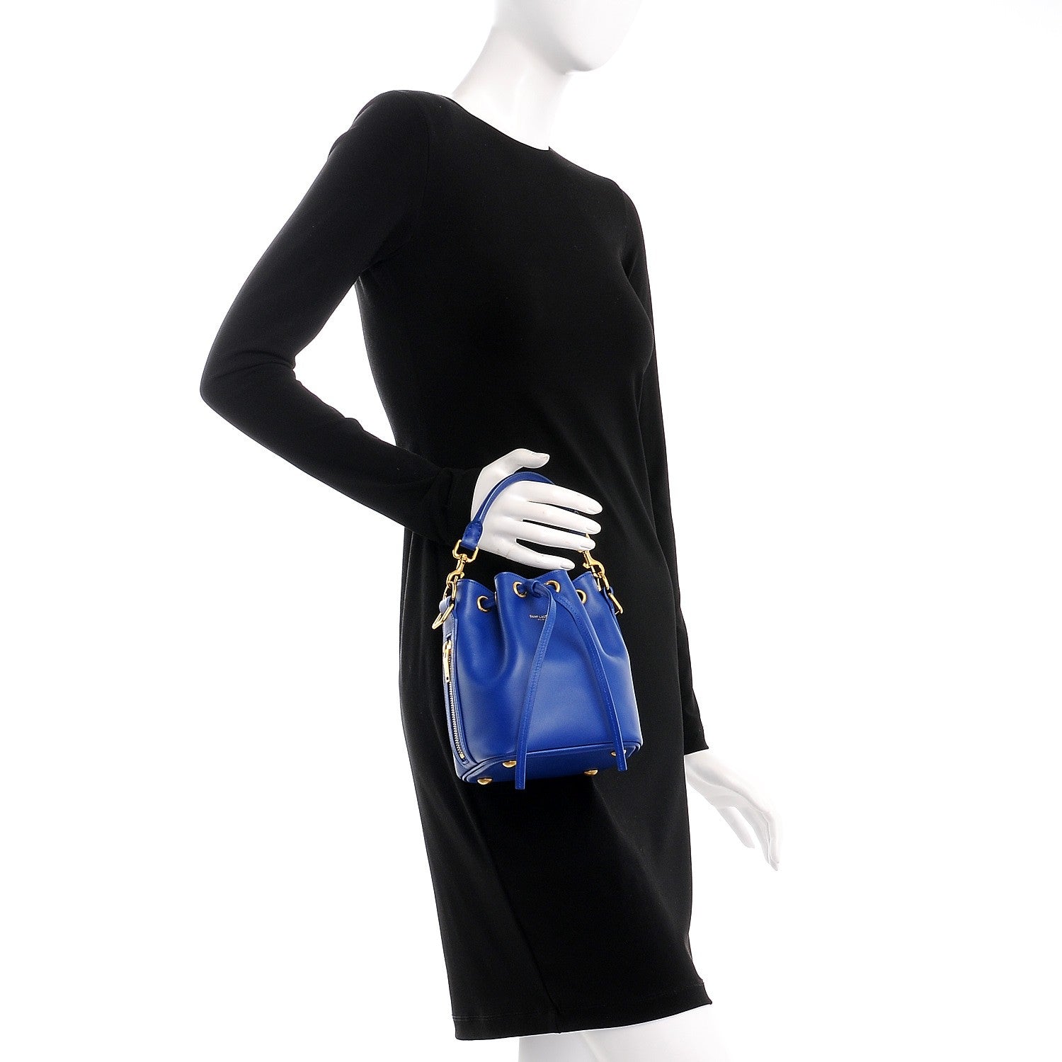 Saint Laurent Calfskin Small Emmanuelle Bucket Bag Blue Marjorelle 3 of 9