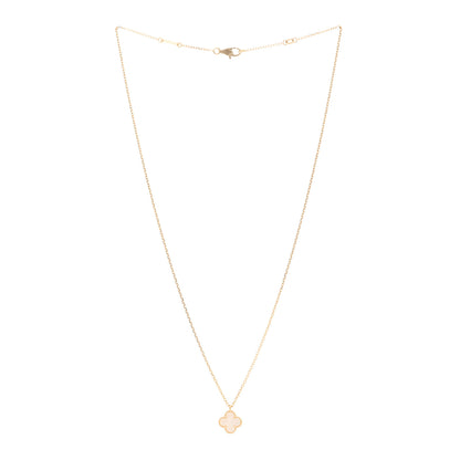 Van Cleef & Arpels 18K Yellow Gold Mother of Pearl Sweet Alhambra Pendant Necklace 3 of 5