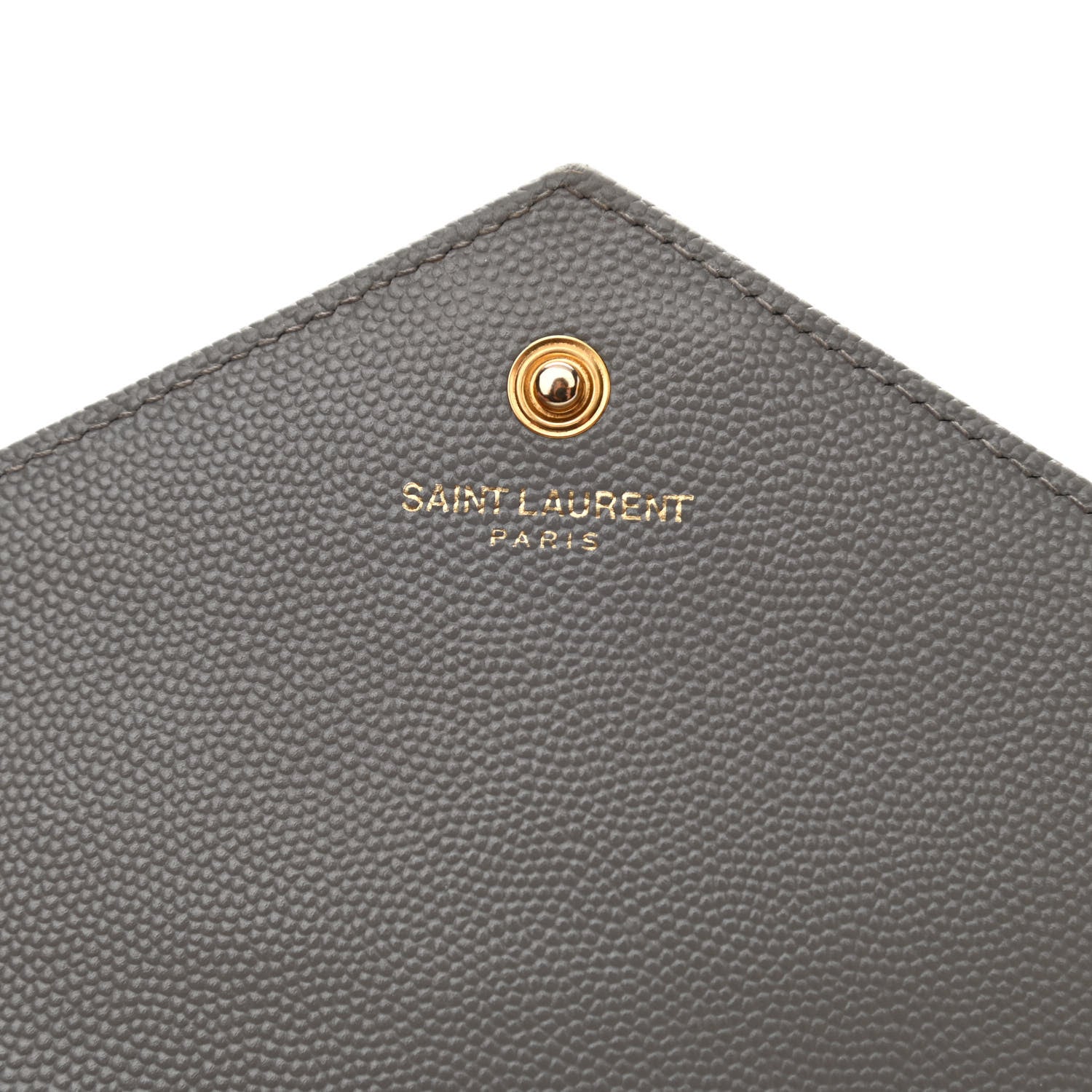 Saint Laurent Grain De Poudre Matelasse Chevron Monogram Chain Wallet Oyster Grey 6 of 9