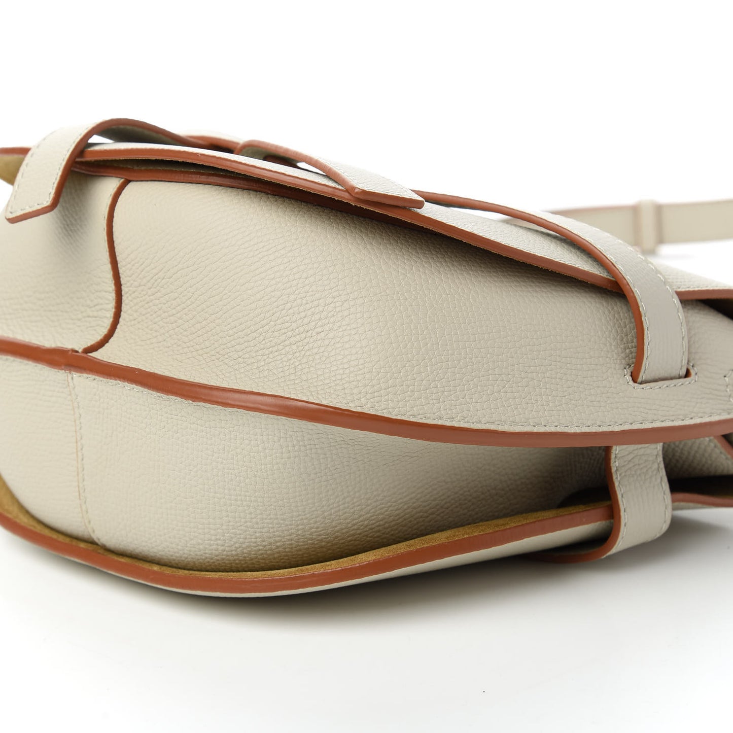 Grained Calfskin Small Gate Crossbody Bag Light Ghost