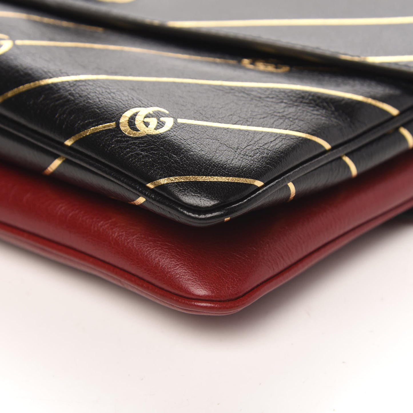 Calfskin Diagonal GG Medium Thiara Double Envelope Shoulder Bag Black Red