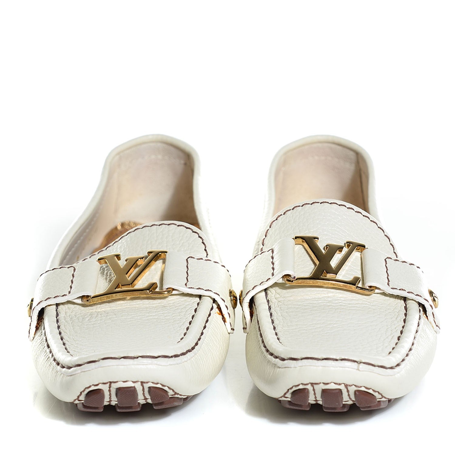 Louis Vuitton Grained Calfskin Oxford Loafers 36.5 6.5 White 2 of 8