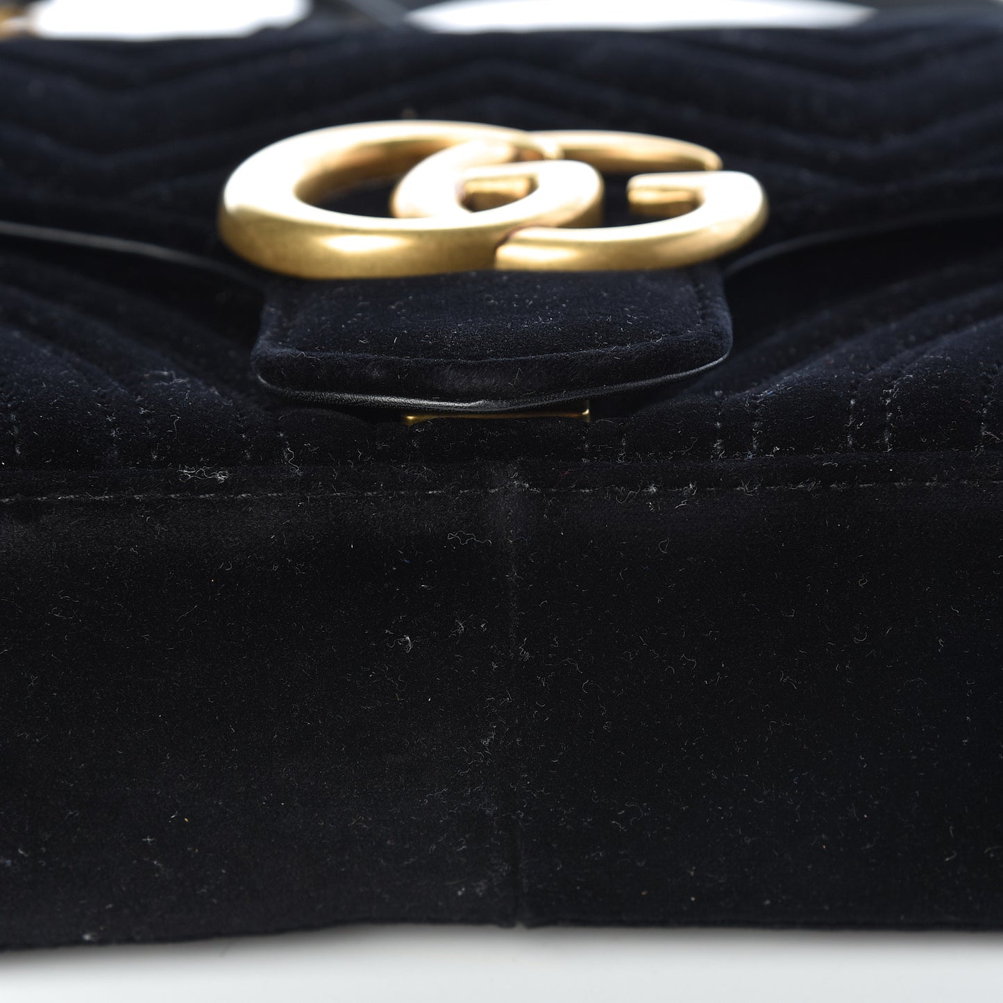 Velvet Matelasse Medium GG Marmont Shoulder Bag Black