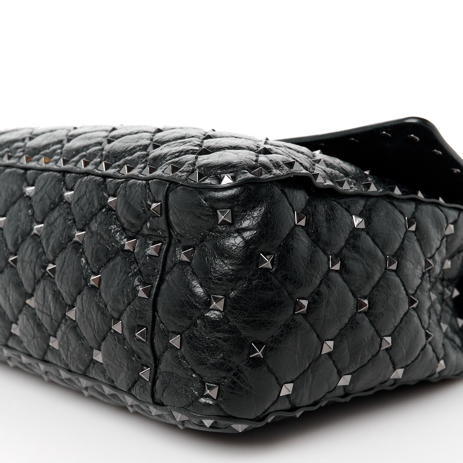 Valentino Garavani Craquele Nappa Large Rockstud Spike Shoulder Bag Black 11 of 11