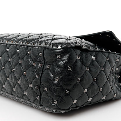 Valentino Garavani Craquele Nappa Large Rockstud Spike Shoulder Bag Black 11 of 11
