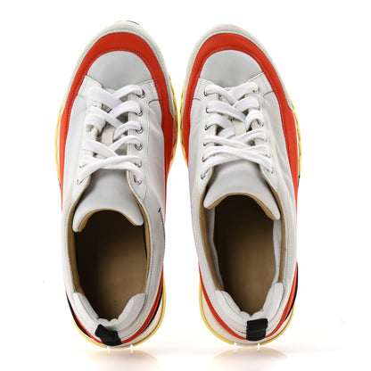 Hermes Technical Canvas Suede Goatskin Calfskin Mens Rapid Sneakers 42 White Orange 2 of 8