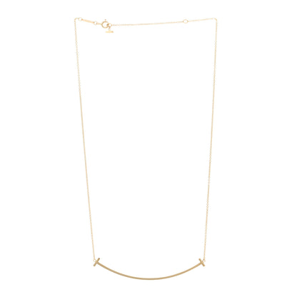 Tiffany 18K Yellow Gold Large T Smile Pendant Necklace 3 of 5