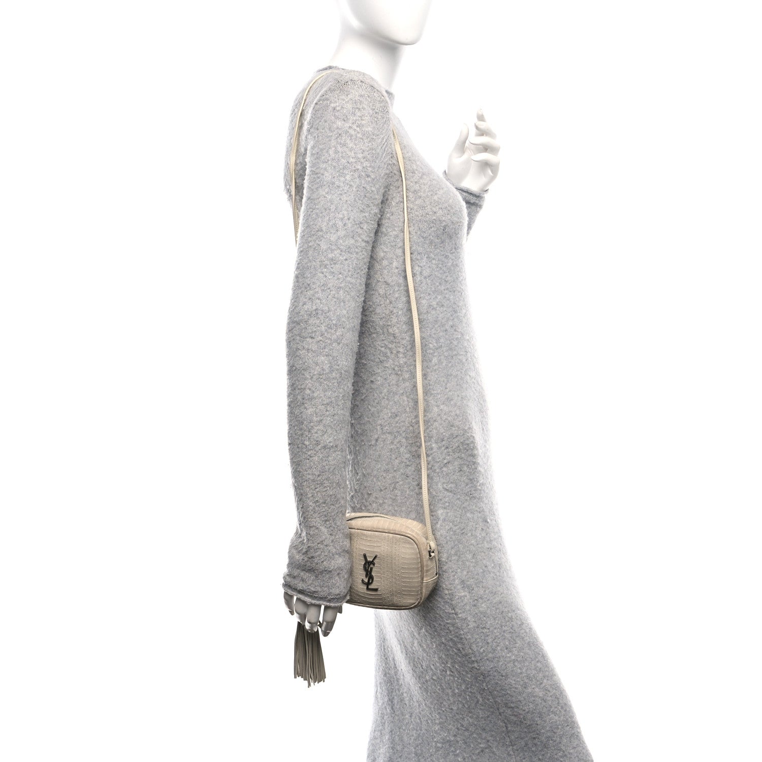 Saint Laurent Snakeskin Monogram Blogger Bag Light Cream 2 of 12