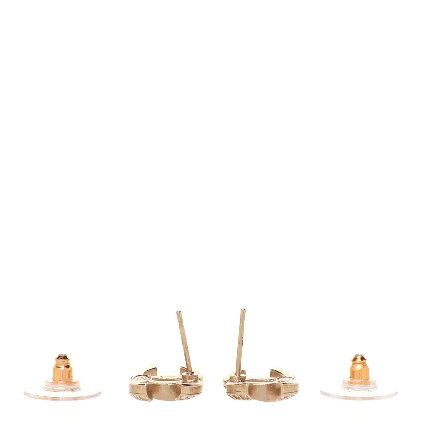 Crystal Textured CC Earrings Gold