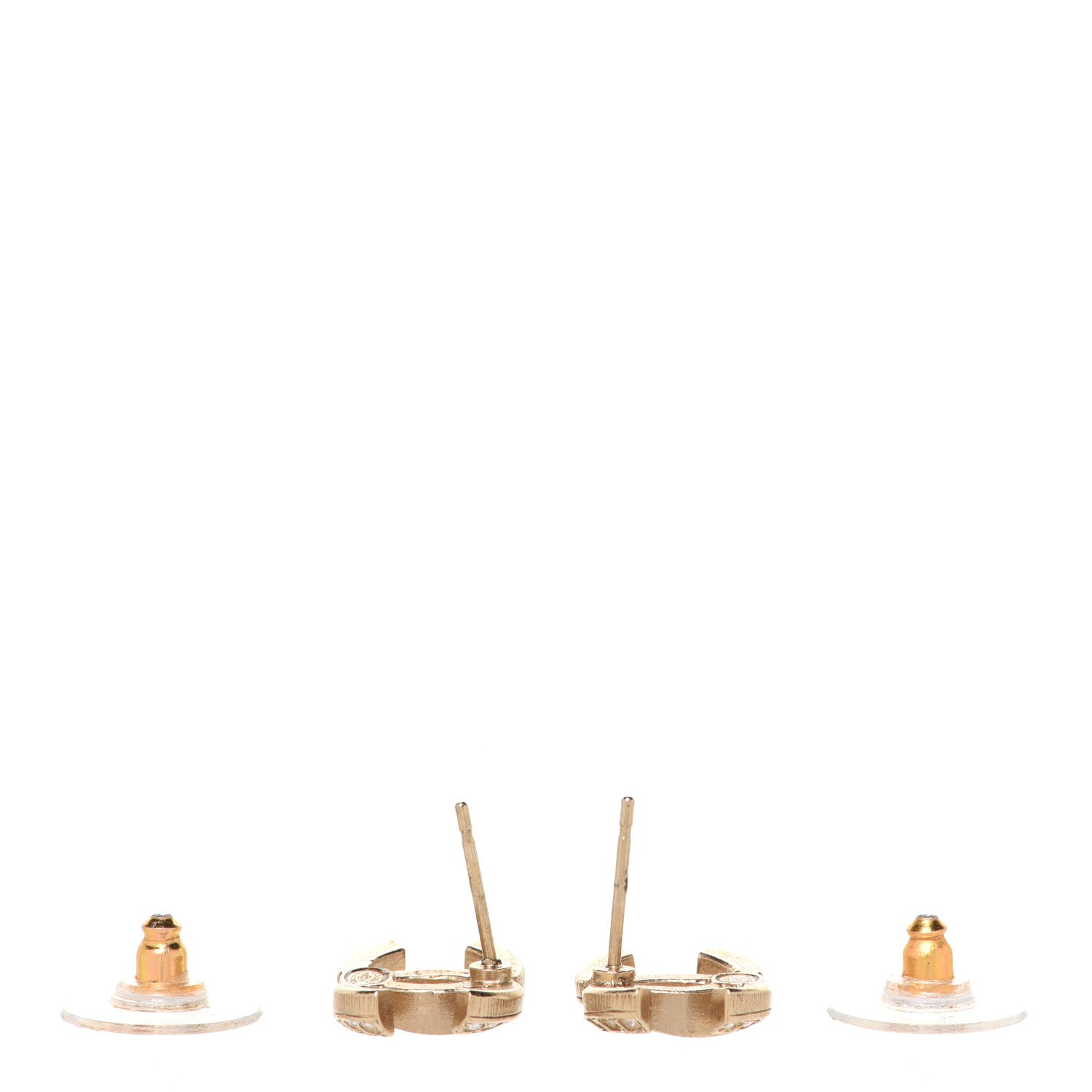 Chanel Crystal Textured CC Earrings Gold 3 of 5