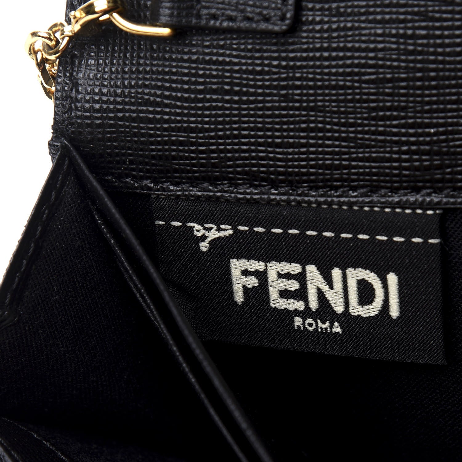 Fendi Vitello Elite Studded Monster Continental Wallet on Chain Black 9 of 12