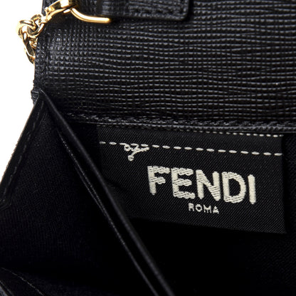 Fendi Vitello Elite Studded Monster Continental Wallet on Chain Black 9 of 12