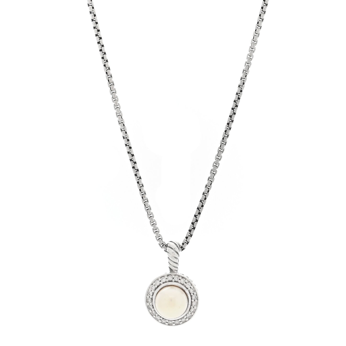 Sterling Silver Diamond Cultured Pearl 8mm Cerise Pendant Necklace