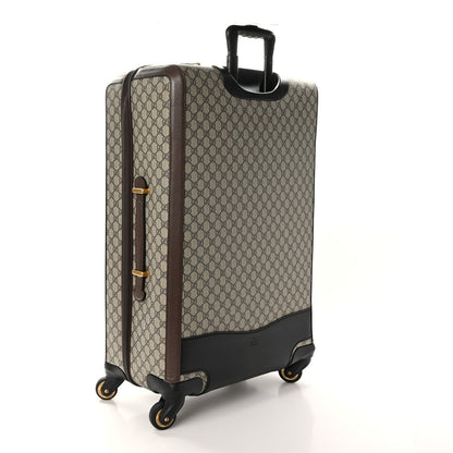 Gucci GG Supreme Monogram Textured Dollar Calfskin Web Large Savoy Trolley Suitcase Beige Ebony 2 of 10