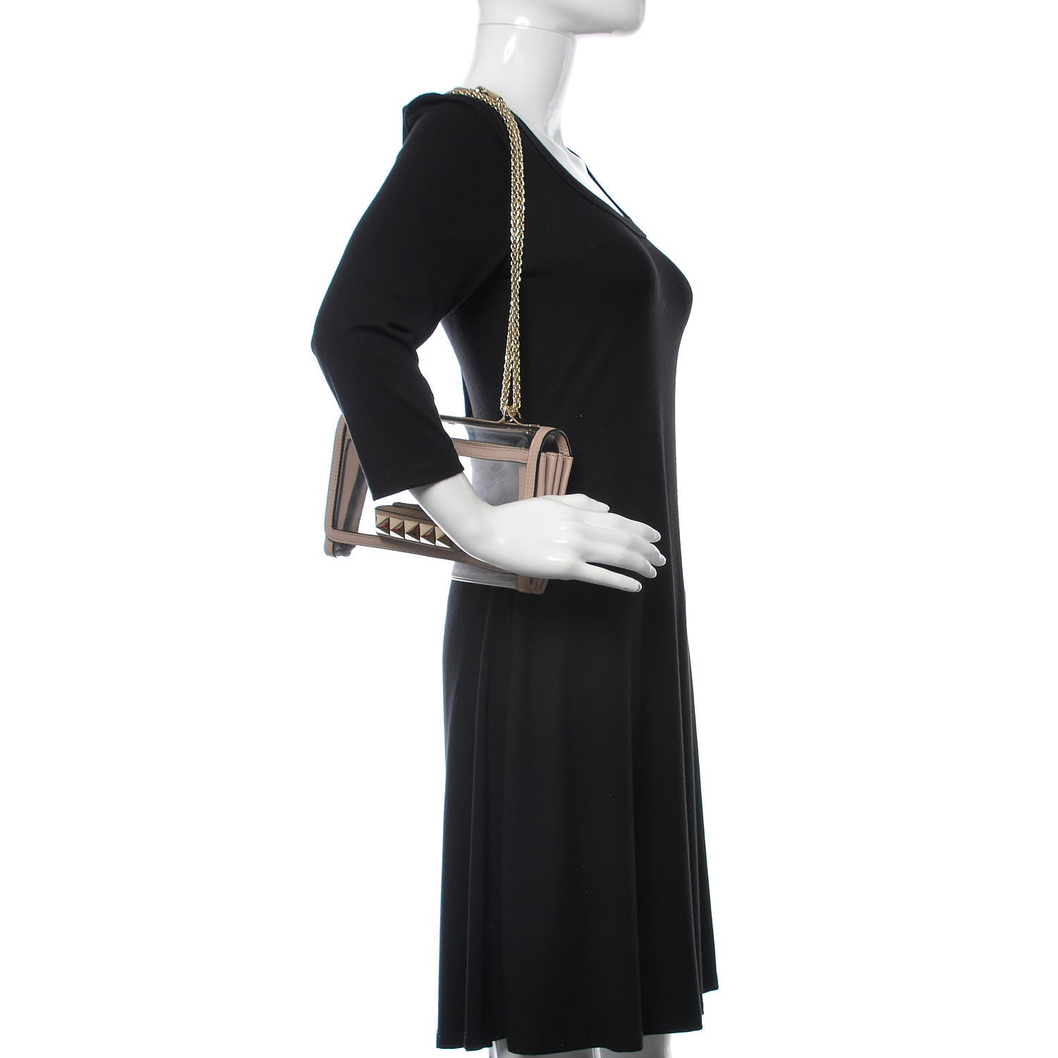 Valentino Garavani PVC Nappa Naked Va Va Voom Shoulder Bag Poudre 2 of 7