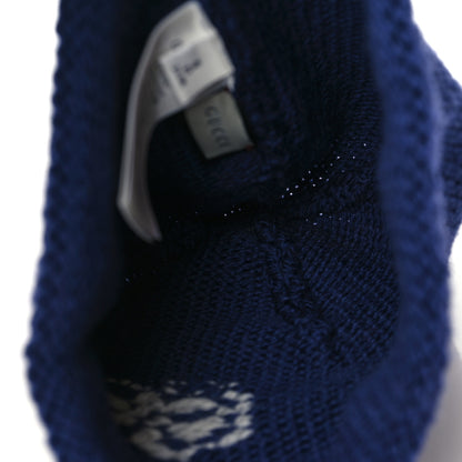 Gucci Wool Knit GG Plain Cap Tricot Beanie Hat S Blue 3 of 5