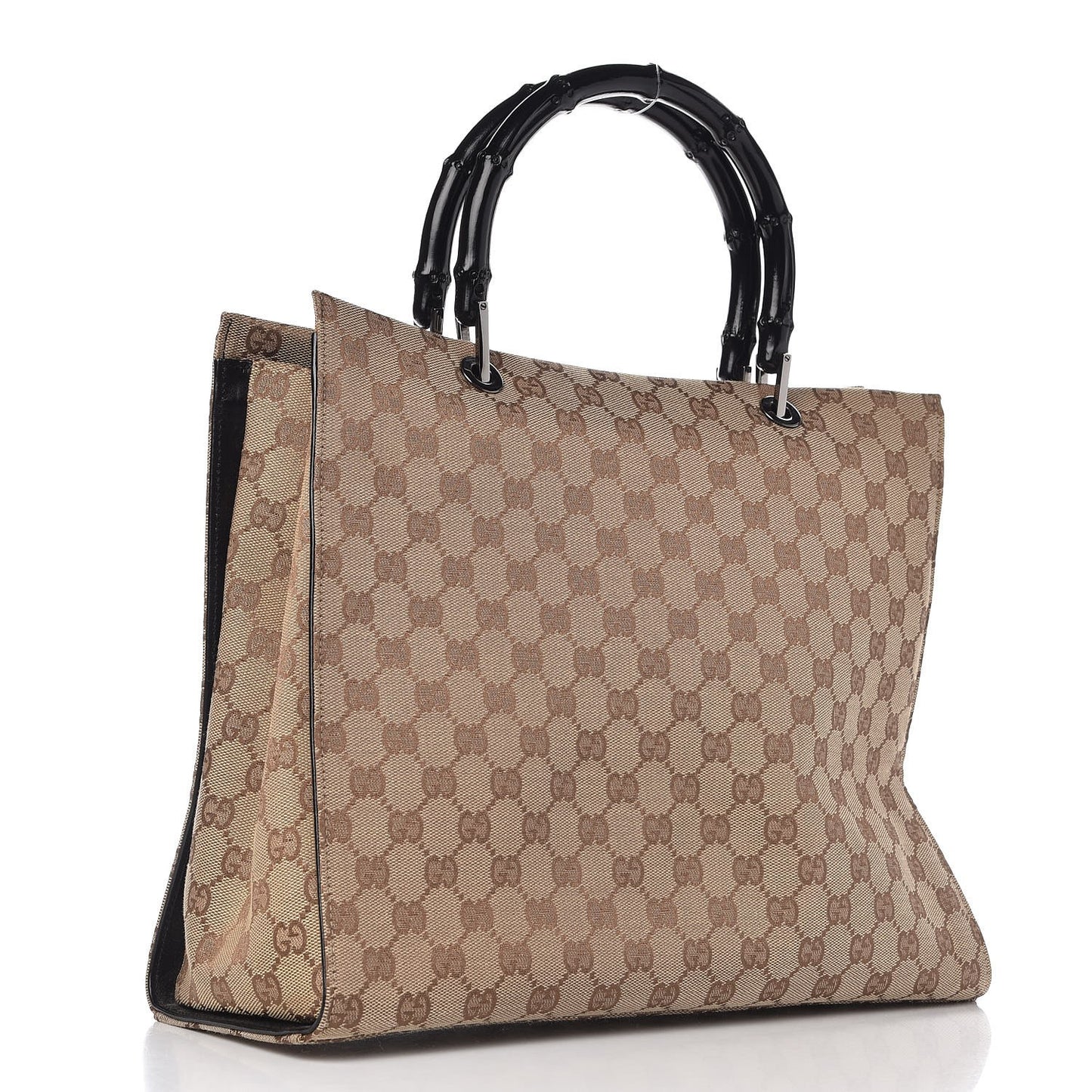 Monogram Bamboo Top Handle Tote Black