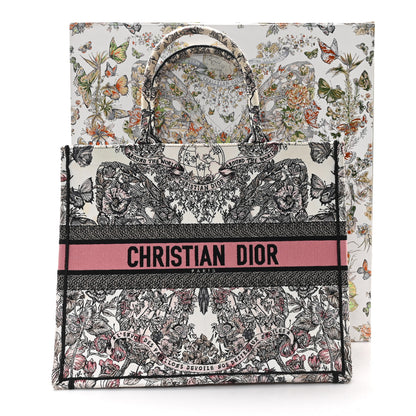 Christian Dior Canvas Embroidered Large Butterfly Around The World Book Tote White Pastel Pink 13 of 13
