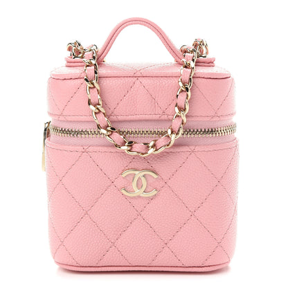 Chanel Caviar Quilted Small Handle With Care Vanity Case With Chain Pink 1 of 9