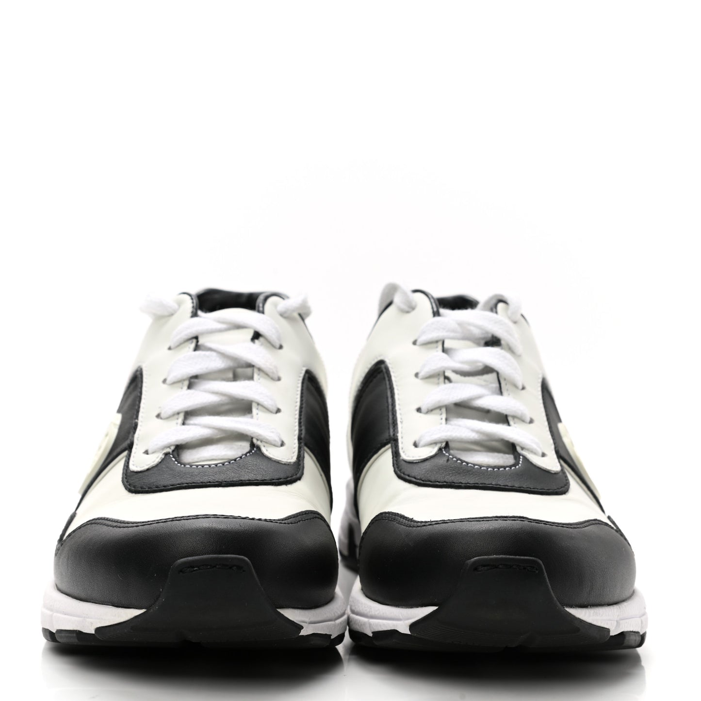 Calfskin Womens Interlocking G Sneakers 35.5 Black White