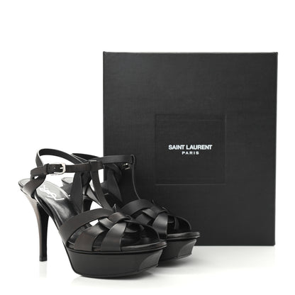 Saint Laurent Calfskin Tribute 75 Platform Sandals 37.5 Black 9 of 9