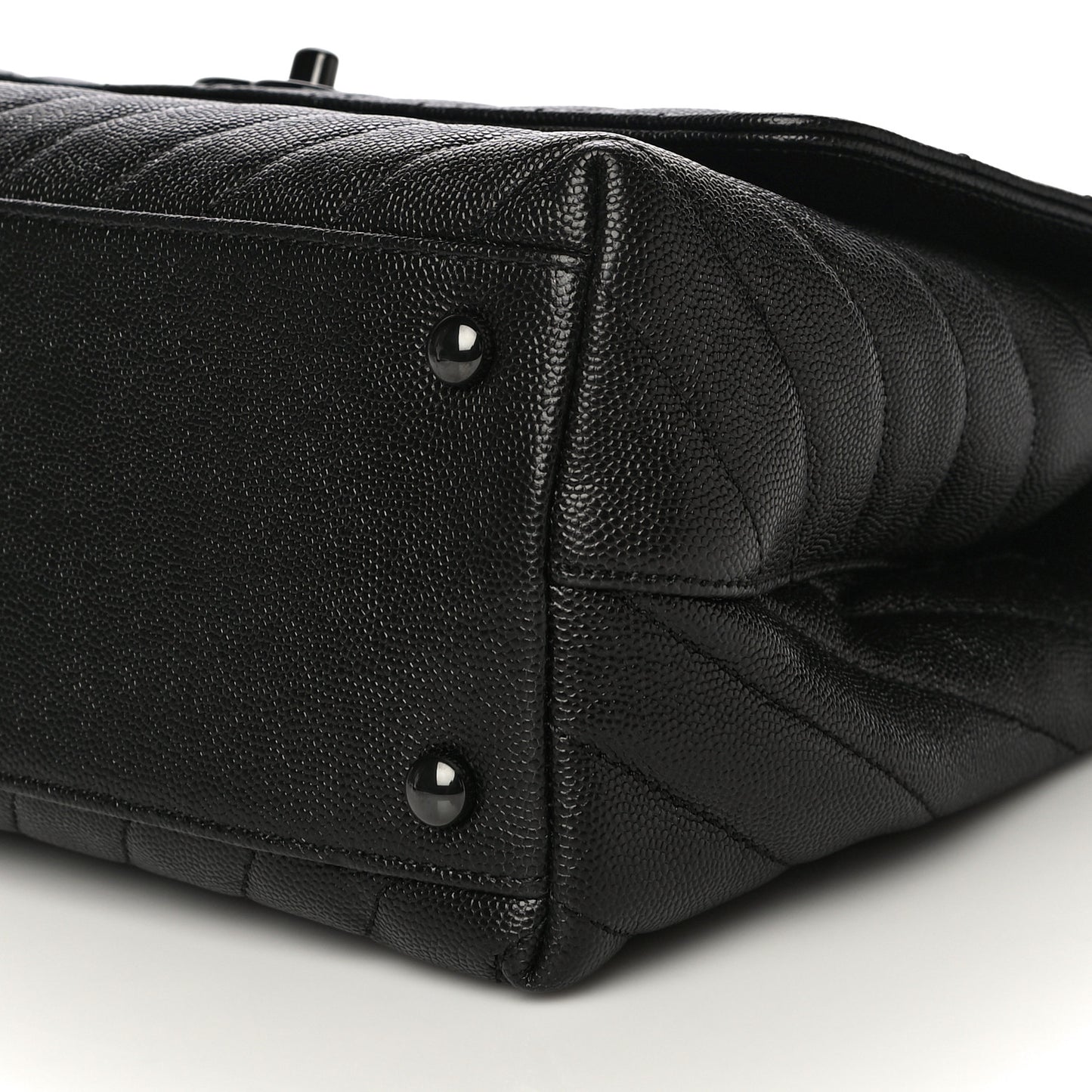 Caviar Chevron Quilted Small Coco Handle Flap So Black