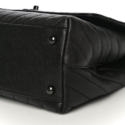 Chanel Caviar Chevron Quilted Small Coco Handle Flap So Black 10 of 10