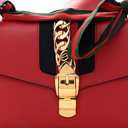 Gucci Calfskin Small Sylvie Shoulder Bag Hibiscus Red 8 of 10