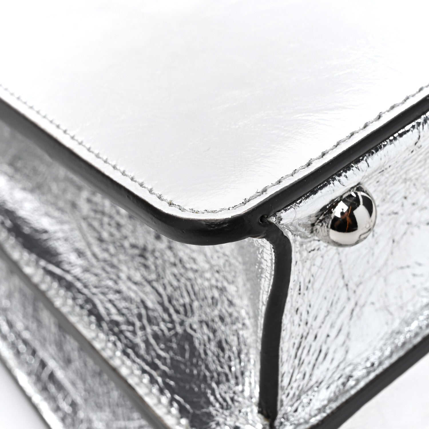 Fendi Rock Millenium Laminata Small Peekaboo I SEE U Satchel Argento 15 of 16