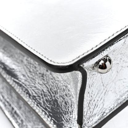 Fendi Rock Millenium Laminata Small Peekaboo I SEE U Satchel Argento 15 of 16