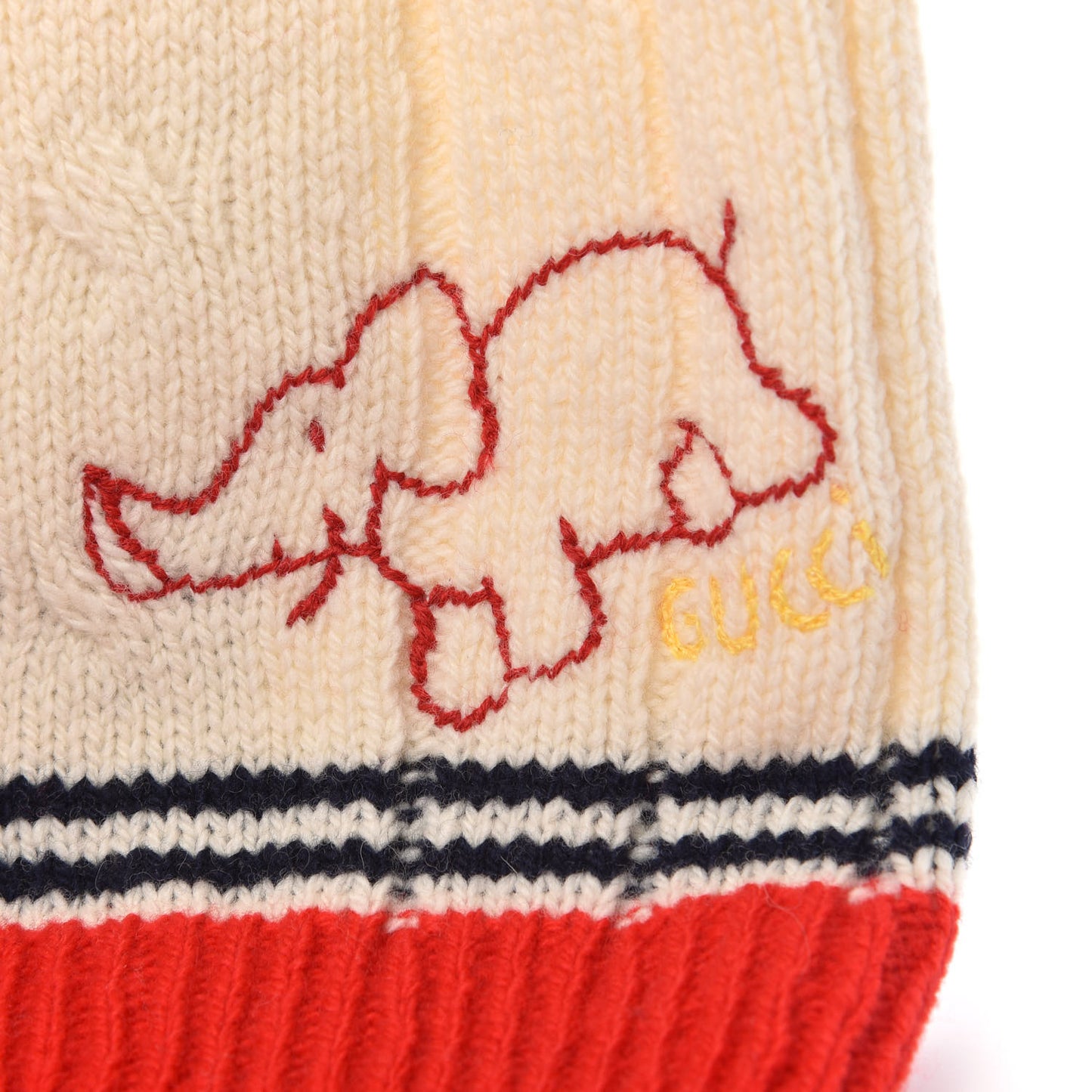 Wool Elephant Beanie Hat M White