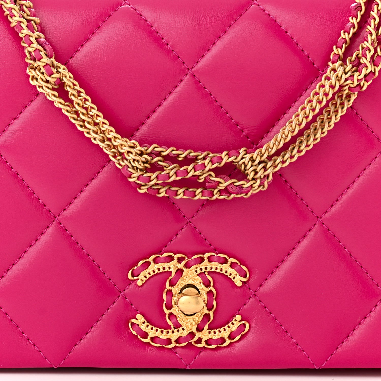Chanel Lambskin Quilted On And On Small Chain Flap Fuchsia 8 of 12